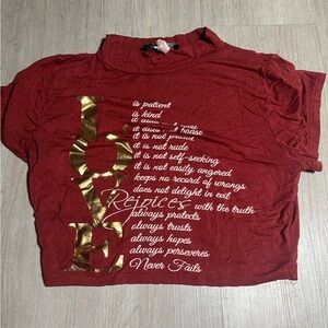 Red Crop Top with Gold Lettering